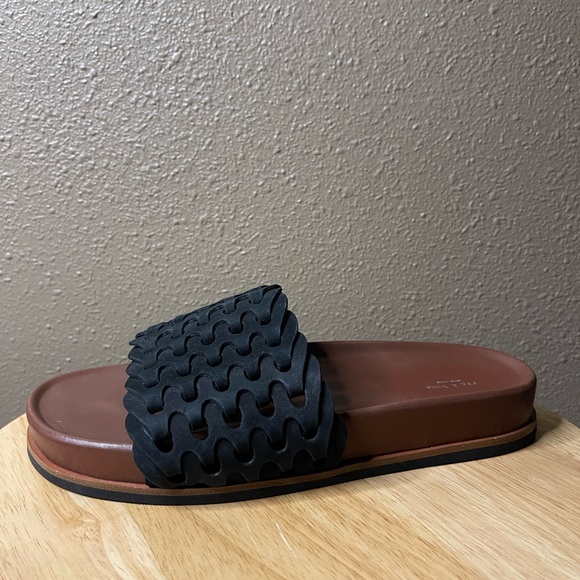 NWOT Rag & Bone Bailey Slide Black Leather Woven Textured Sandal Women’s 8.5-9 - Picture 12 of 14